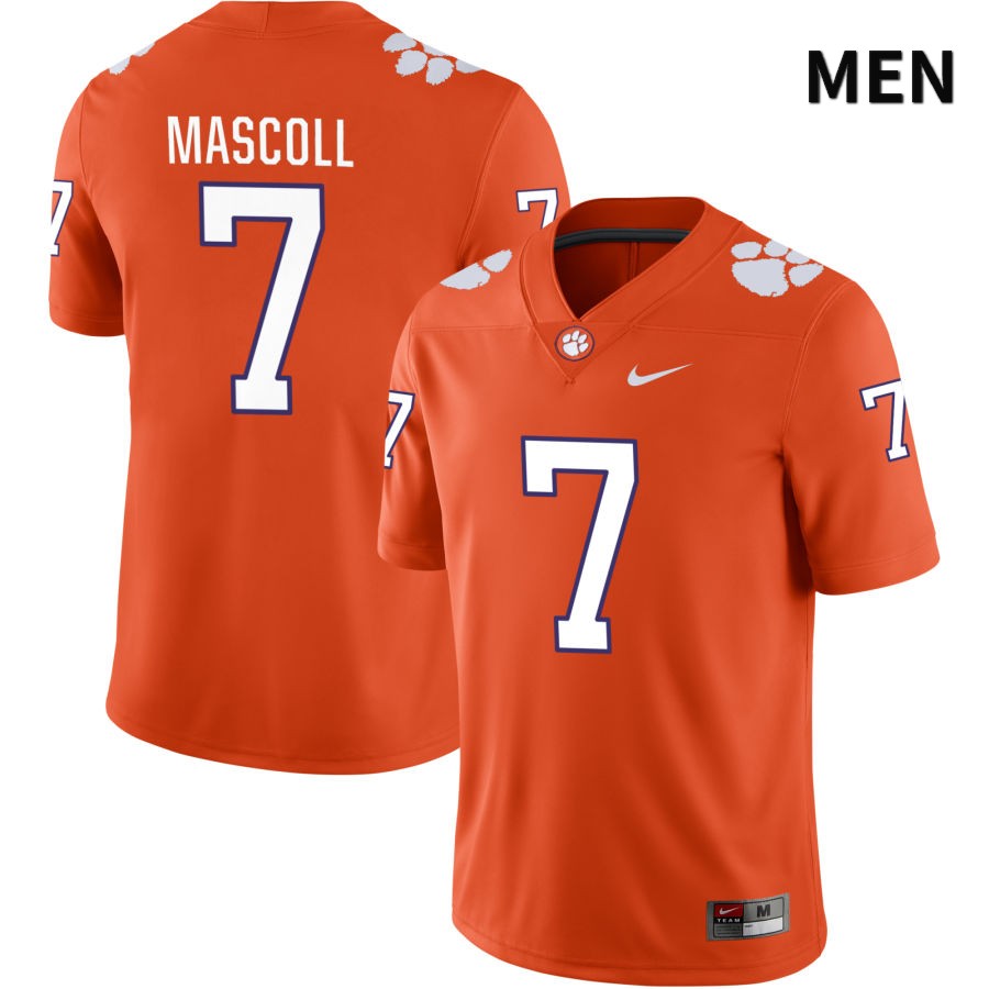 Men's Clemson Tigers Justin Mascoll #7 College Orange NIL 2022 NCAA Authentic Jersey Outlet MYK81N8O